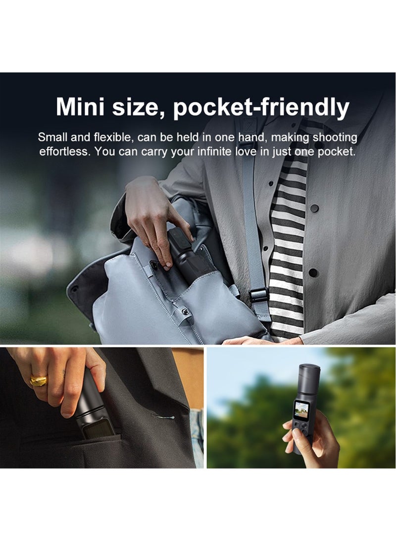 6K Action Camera, WIFI Dual Lens Pocket Camera, 350° Rotating Lens, 50MP Vlogging Camera, 2600mAh+2600mAh Battery, 6-Axis Stabilizer, Touch Screen, Support Time-Lapse Recording/Slow Motion/Pre-Recording