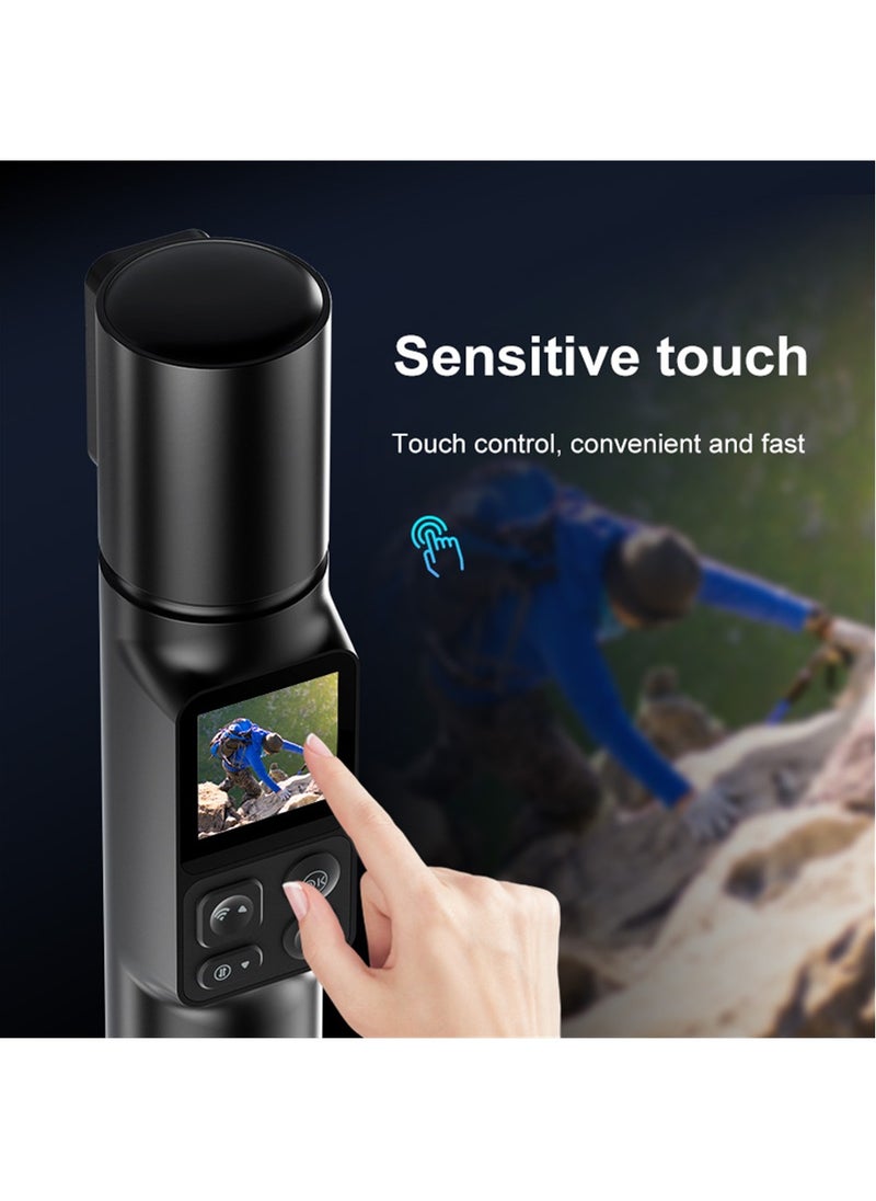 6K Action Camera, WIFI Dual Lens Pocket Camera, 350° Rotating Lens, 50MP Vlogging Camera, 2600mAh+2600mAh Battery, 6-Axis Stabilizer, Touch Screen, Support Time-Lapse Recording/Slow Motion/Pre-Recording