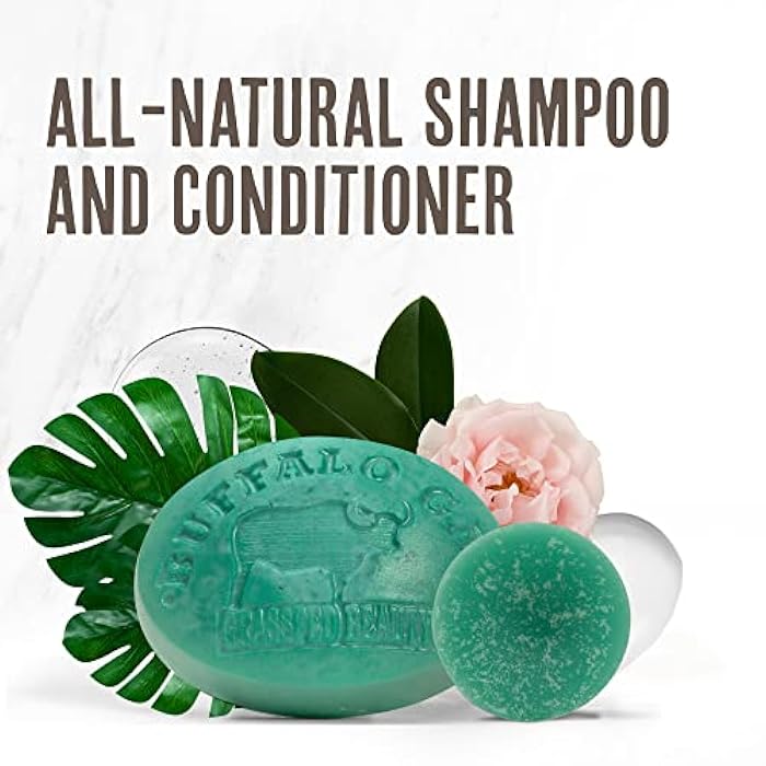 BUFFALO GAL MSM and Tallow Shampoo Bar + Hyaluronic and Tallow Hair Conditioner Bar, Solid Bar Shampoo and Conditioner for Hair Growth, Non-Soap, For All Hair Types, Shrub, Set of 2 - Image 3