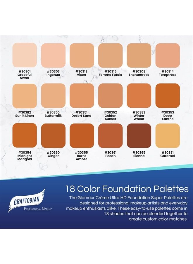 Graftobian Glamour Crème Ultra HD Foundation Super Palettes - Foundation Palette, Contour Makeup, Foundation for Professional Makeup Kit, Face Makeup for Full Coverage - Warm Color - Image 2