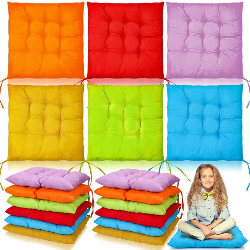 Beeveer 12 Pcs Meditation Floor Cushion Pillows Bulk 157 Inch School Flexible Floor Pillow Cushions for Classroom Sitting Indoor Outdoor Living Room Yoga 6 Colors