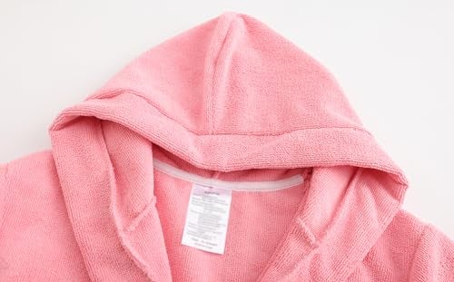 FunnyPaja Kids Soft Towel Hooded Robe Cotton Bathrobe for Girls 5-16 Years Pink 11-12 Years - Image 3