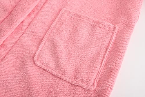 FunnyPaja Kids Soft Towel Hooded Robe Cotton Bathrobe for Girls 5-16 Years Pink 11-12 Years - Image 4