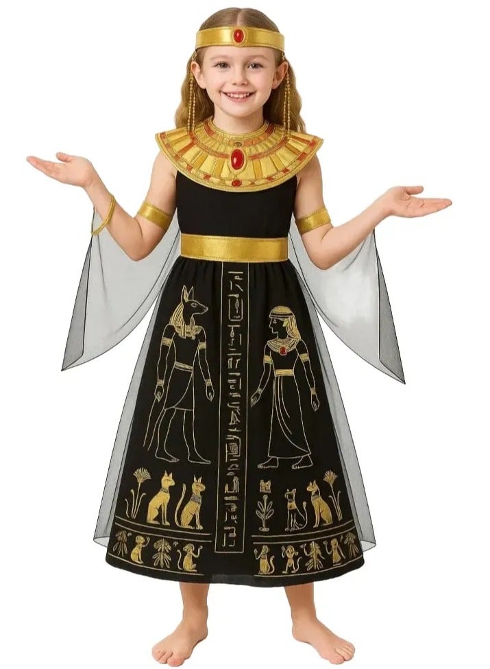 صندوق العاب Egyptian Costume Egypt Cleopatra Pharaoh Children's Crown Clothing XL size 130-140 - Image 2