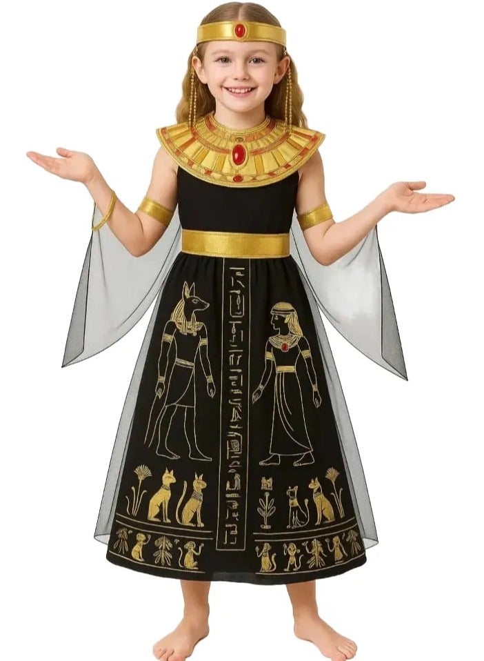 صندوق العاب Egyptian Costume Egypt Cleopatra Pharaoh Children's Crown Clothing XL size 130-140 - Image 1