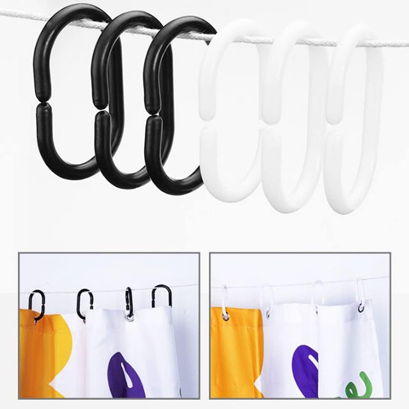 Lanjue 36PCS Shower Curtain Rings, Black C-Shaped Shower Curtain Hooks Bath Curtain Loop Clips Shower Rail Rings for Bathroom Curtain Rod - Image 2