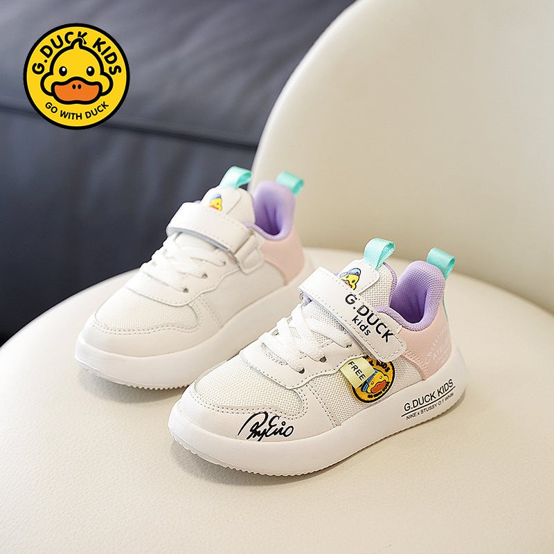 Little Yellow Duck Girls' Shoes 2024 New Mesh Breathable Children'S Sports Shoes Leather Surface Small And Medium-Sized Boys' Shoes - Image 1