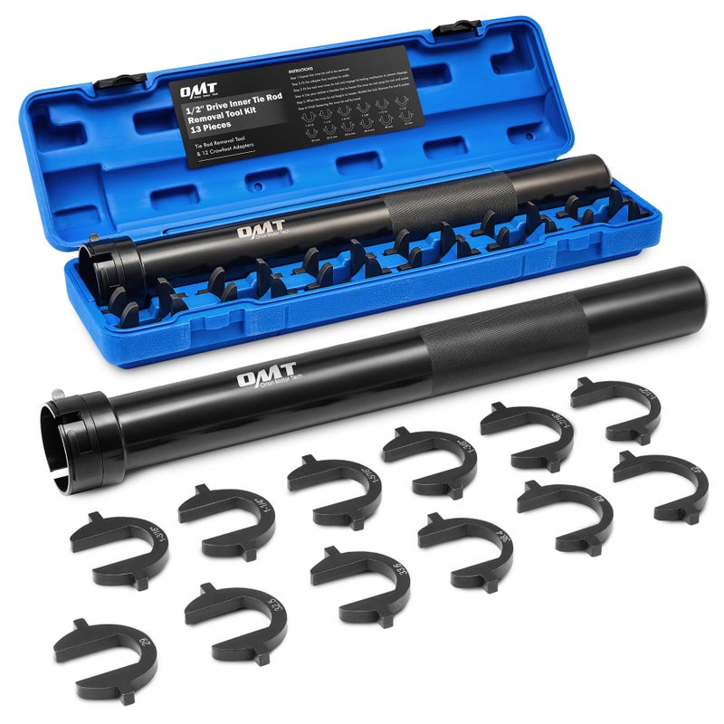 Orion Motor Tech Inner Tie Rod Removal Tool Kit Inner Tie Rod Tool for Tie Rod Removal and Installation Master Inner Tie Rod Tool Set with 12 Crowfoot Adapters 12 Inch Drive Tube and Tool Case BK