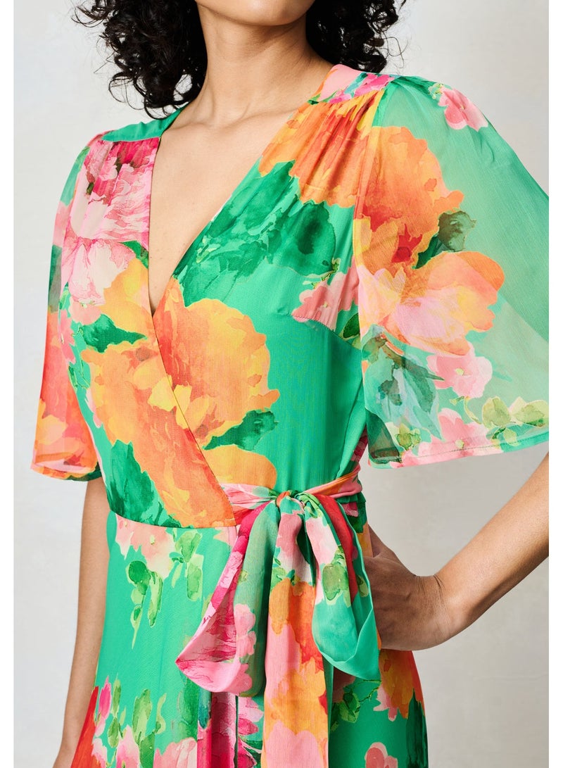 Hope & Ivy The SamanthaTie Waist Flutter Sleeve Maxi Wrap Dress With - Image 5