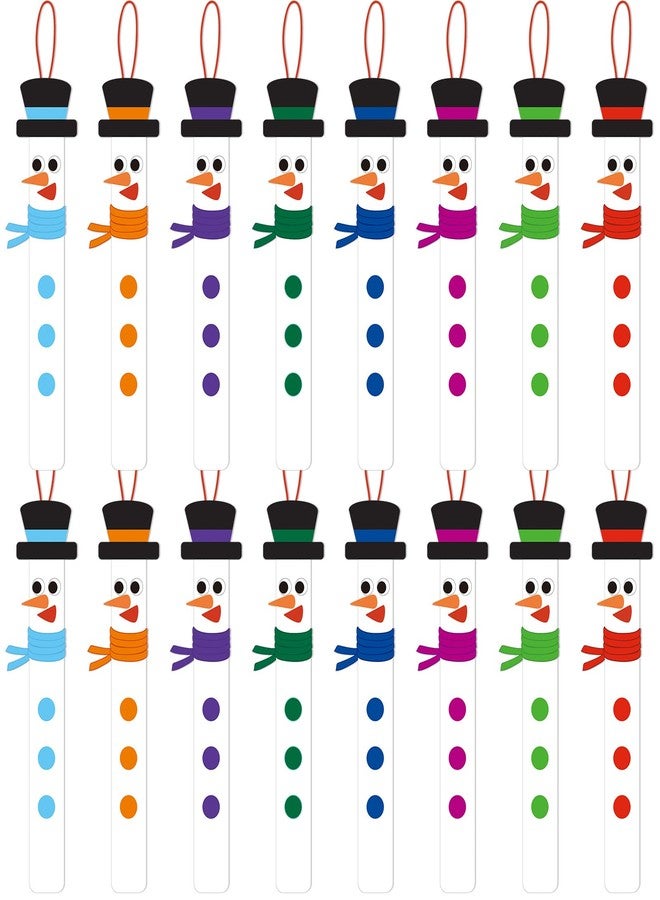 Kathfly 16 Sets Christmas Snowman Stick Ornament Craft Kit Snowman Hats for Crafts Hanging Christmas Ornaments Craft Bulk for Kids Winter Xmas Holiday DIY Classroom Home Activities - Image 1