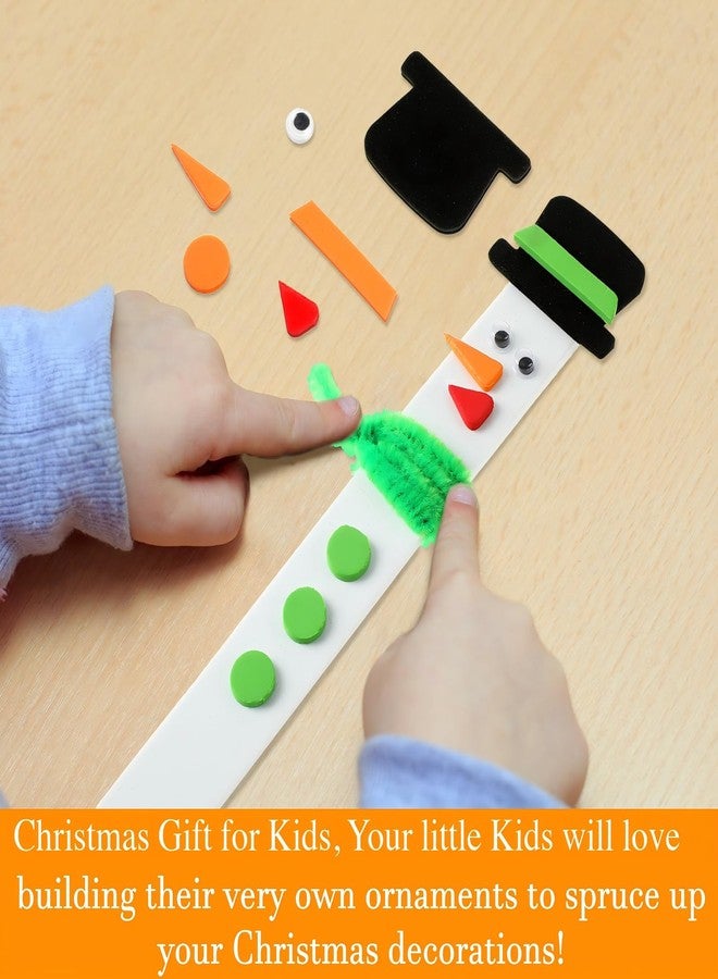 Kathfly 16 Sets Christmas Snowman Stick Ornament Craft Kit Snowman Hats for Crafts Hanging Christmas Ornaments Craft Bulk for Kids Winter Xmas Holiday DIY Classroom Home Activities - Image 4