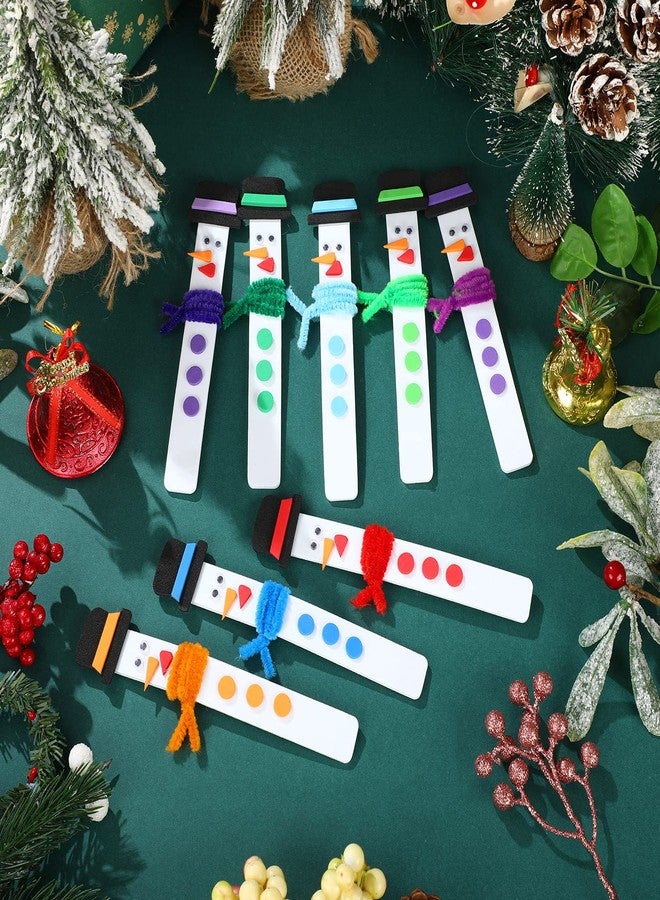 Kathfly 16 Sets Christmas Snowman Stick Ornament Craft Kit Snowman Hats for Crafts Hanging Christmas Ornaments Craft Bulk for Kids Winter Xmas Holiday DIY Classroom Home Activities - Image 5