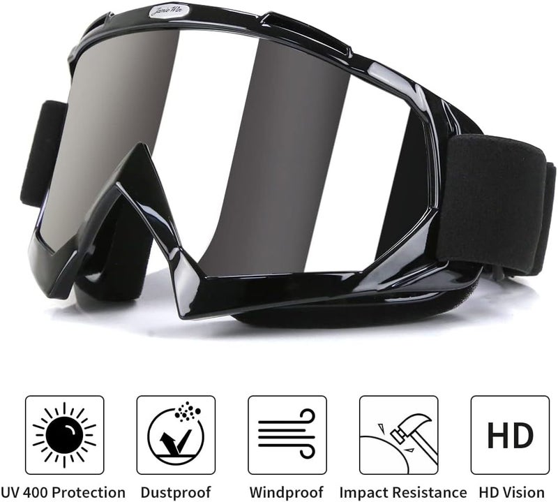 JAMIEWIN Dirt Bike & Motocross Goggles - Anti UV, Dustproof & Fog Resistant Offroad Riding Goggles - Image 3