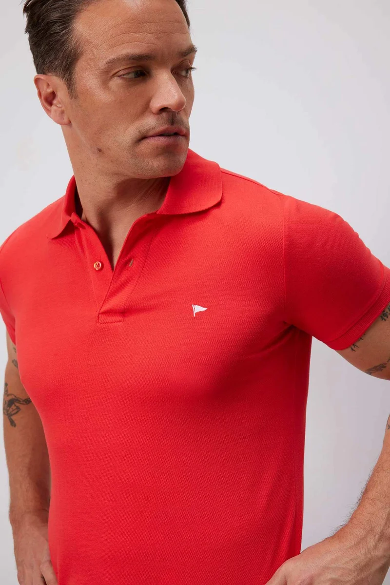 ديفاكتو Slim Fit Embroidered Short Sleeve Polo Shirt
