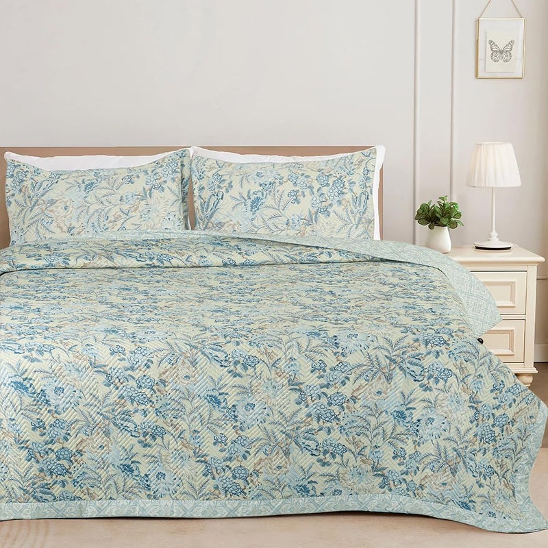 BSB مجموعة لحاف BSB HOME المطرز لجميع الأجواء 3 قطع مع أغطية الوسائد - غطاء سرير خفيف الوزن / لحاف / كويتر - مزدوج، 150 جرام لكل متر مربع | متعدد الألوان - Image 1