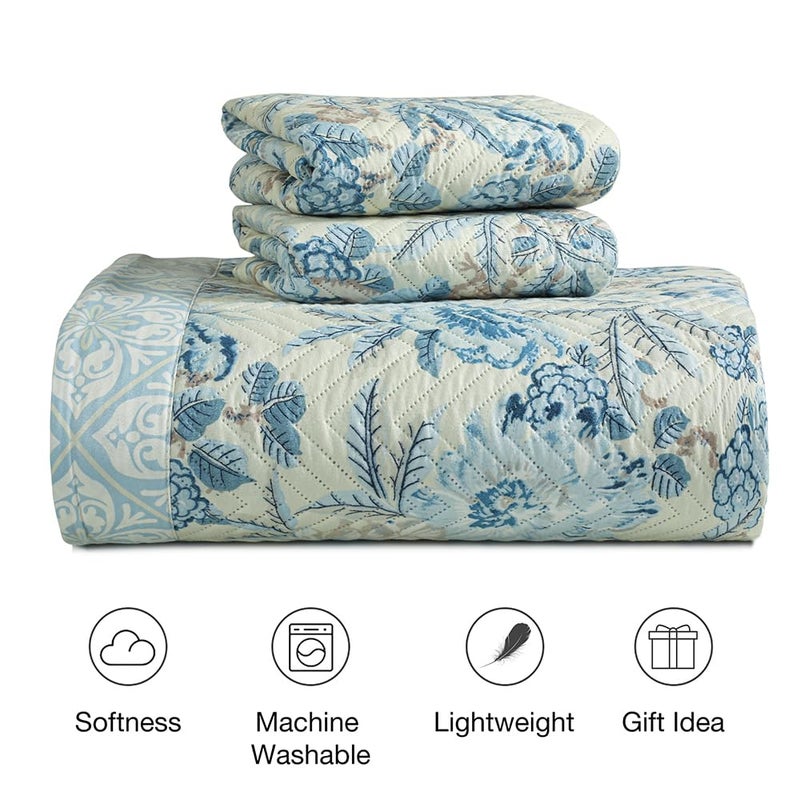 BSB مجموعة لحاف BSB HOME المطرز لجميع الأجواء 3 قطع مع أغطية الوسائد - غطاء سرير خفيف الوزن / لحاف / كويتر - مزدوج، 150 جرام لكل متر مربع | متعدد الألوان - Image 2