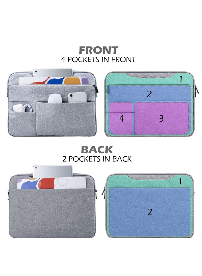 SYOSI Laptop Case Sleeve 15.6 inch Compatible with 15.6" Notebook Computer Chromebook, Protective Waterproof Polyester Padded Carrying Bag Cover with Hidden Handle Multiple Pocket, Gray - Image 2