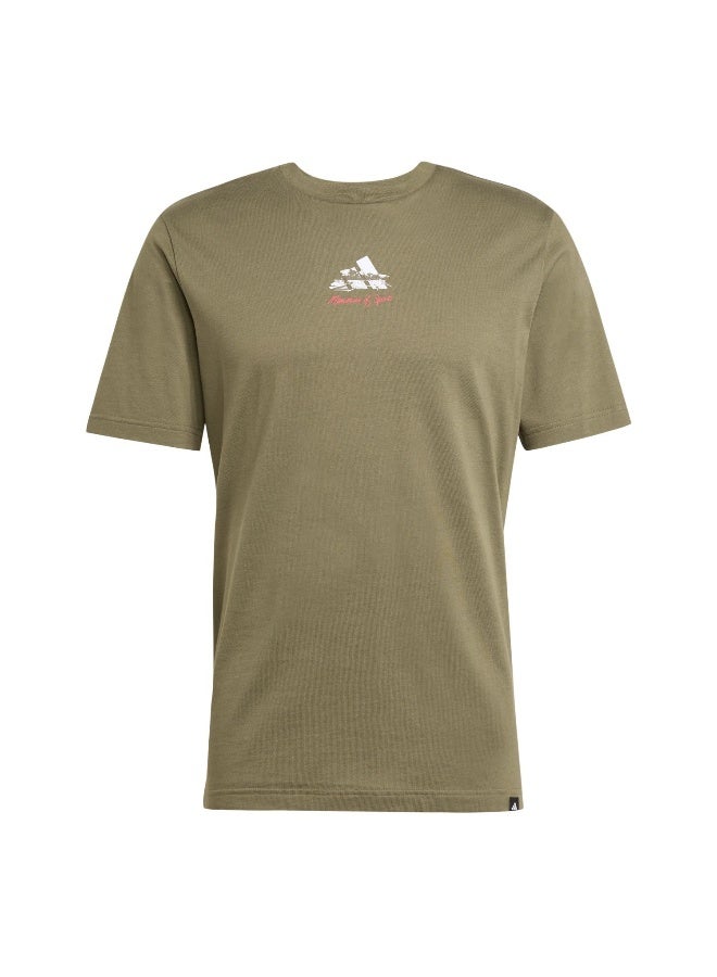 اديداس تيشيرت   أخضر برسومات بأكمام قصيرة للرجال - Image 2