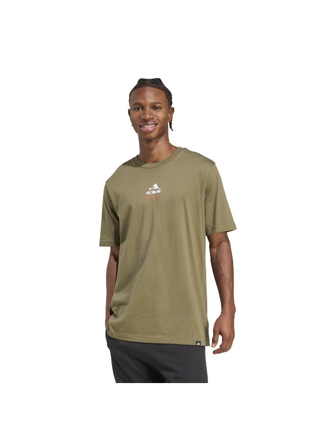 اديداس تيشيرت   أخضر برسومات بأكمام قصيرة للرجال - Image 1
