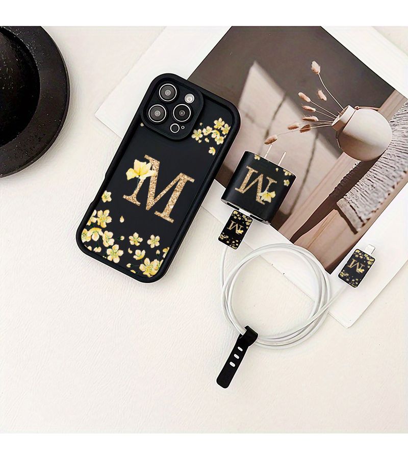 Color Mix 5 Floral Design Phone Case Set With Cable Protector Compatible Iphone 16 Pro Max - Image 4