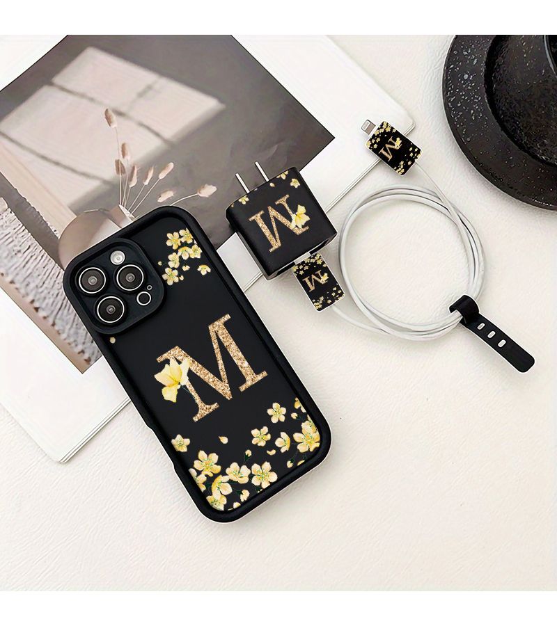 Color Mix 5 Floral Design Phone Case Set With Cable Protector Compatible Iphone 16 Pro Max - Image 1