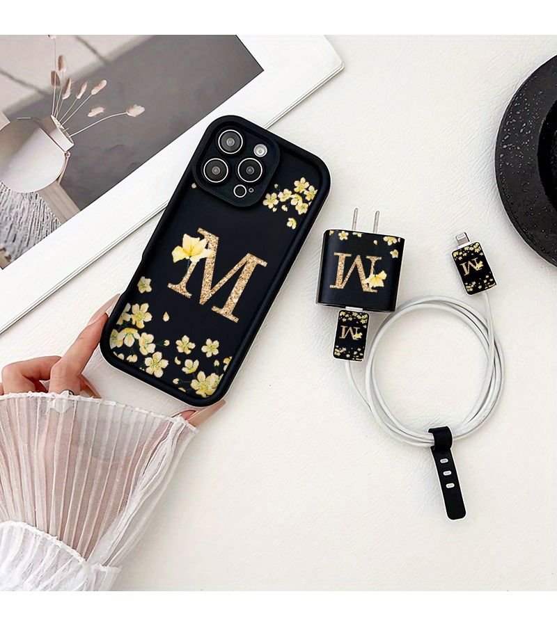 Color Mix 5 Floral Design Phone Case Set With Cable Protector Compatible Iphone 16 Pro Max - Image 5