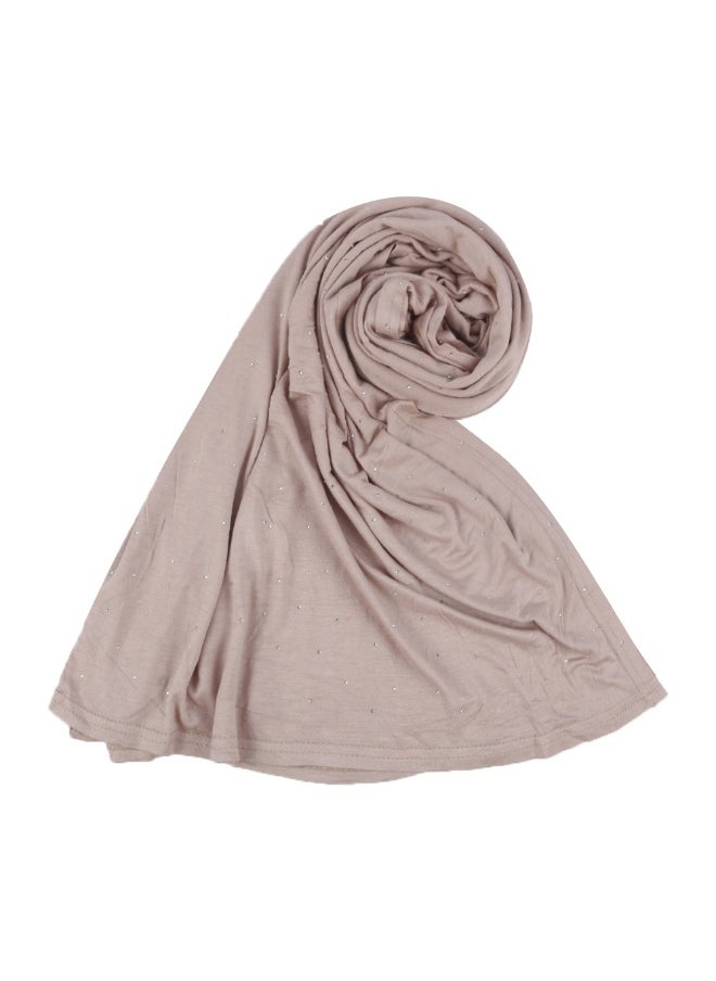 NIBEMINENT - Solid Color Silk Cotton Scarf with Starry Night Rhinestone Details - Premium Modal Long Scarf - Image 1