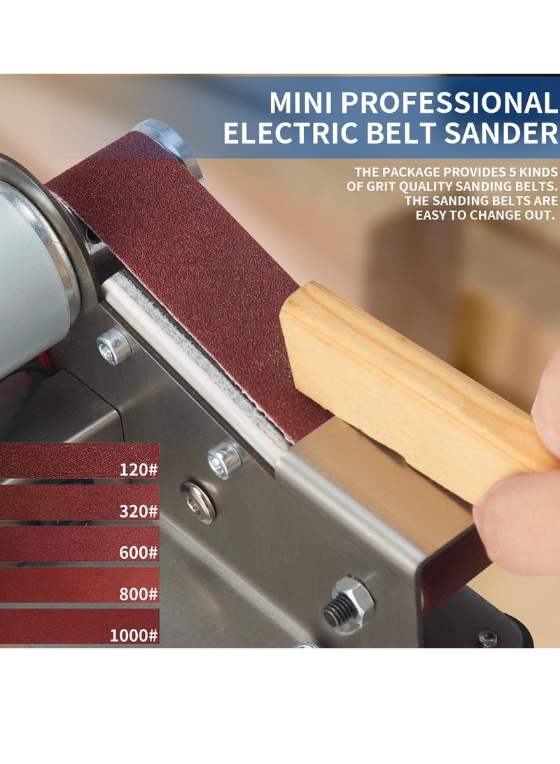 XiuWoo Electric Belt-Sander Portable Sanding Machine Kit, 7 Speed Mini Bench Grinder Sharpener, 15 Degrees for Knife Making Sharpening, Woodworking DIY Crafts Metal Polishing Grinding - Image 3