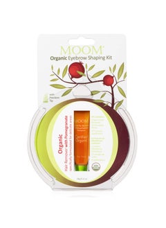 MOOM MOOM Organic Eyebrow Waxing Kit with Pomegranate Oil  Chamomile  Natural Sugar Hair Removal Glaze with 12 Reusable Strips  4 Applicators for Sculpting 06 oz 1 Pack 