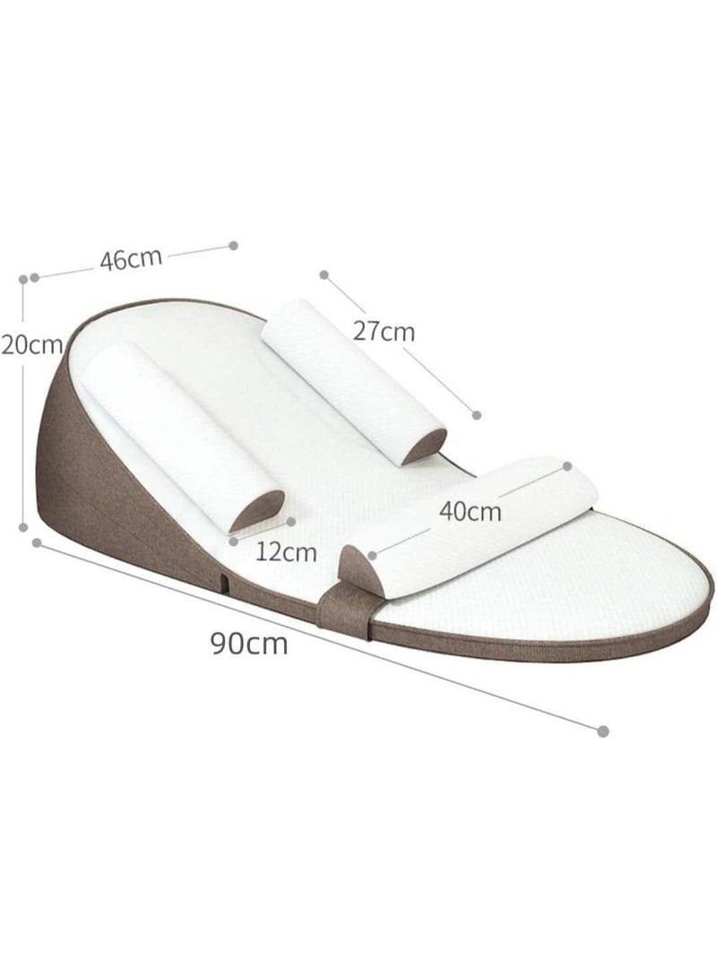 جونيس وسادة إسفين لسرير الأطفال، وسائد الحضانة، وسادة بيوميكانيكية مضادة للقيء، تمنع تسطح الرأس والارتجاع الناتج عن البصق، وسادة رضاعة قابلة لتعديل الارتفاع، مع حواف جانبية تمنع سقوط الرضيع (لون بني) - Image 5