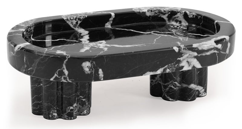 RADICALn Premium Handmade Black Marble Oval Tray with Stand 10 Inch – Vanity & Serving Tray for Coffee Table, Bathroom & Perfume Organizer, Jewelry Display & Home Decor - Image 1