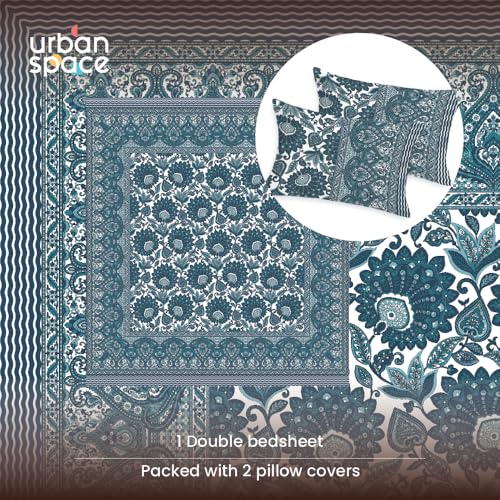 Urban Space 100% Cotton Jaipuri Handblock Premium Printed King Size Bedsheet with 2 Pillow Covers, 240 TC Cotton King Bedsheet (108 x 108 Inches, Morbagh) - Image 5