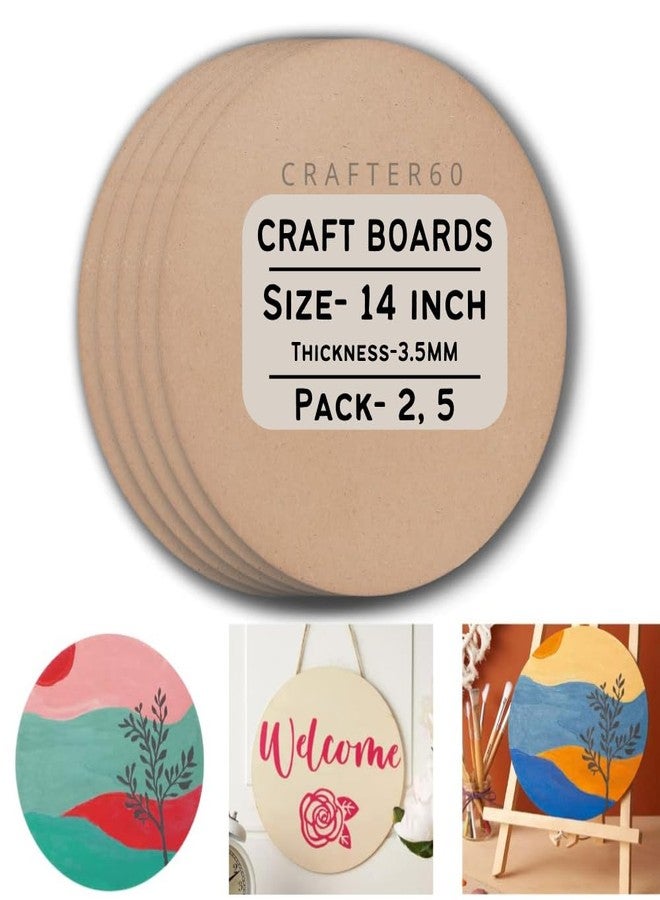 CRAFTER60 MDF Boards- Round & Square Unfinished Pine Wood Cutouts | 3.5mm Thick | Ideal for Resin, Mandala, Lippan Art, DIY Painting (Round, 14-inch, Pack of 2)
