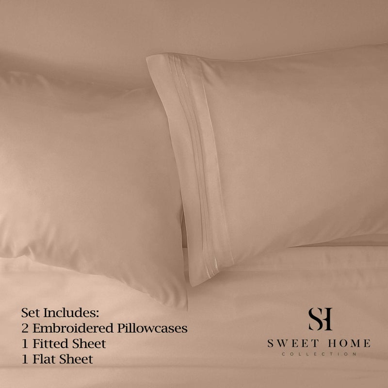 Sweet Home Collectio 1500 Supreme Collection Extra Soft RV Short Queen Sheets Set  Taupe - Luxury Bed Sheets Set with Deep Pocket Wrinkle Free Hypoallergenic Bedding  Over 40 Colors  RV Short Queen Size  Taupe  - Image 2