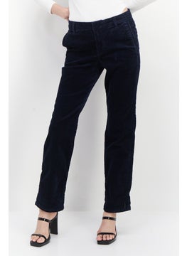 ESPRIT Women Wide Leg Ribbed Corduroy Pants, Navy  - Image 1