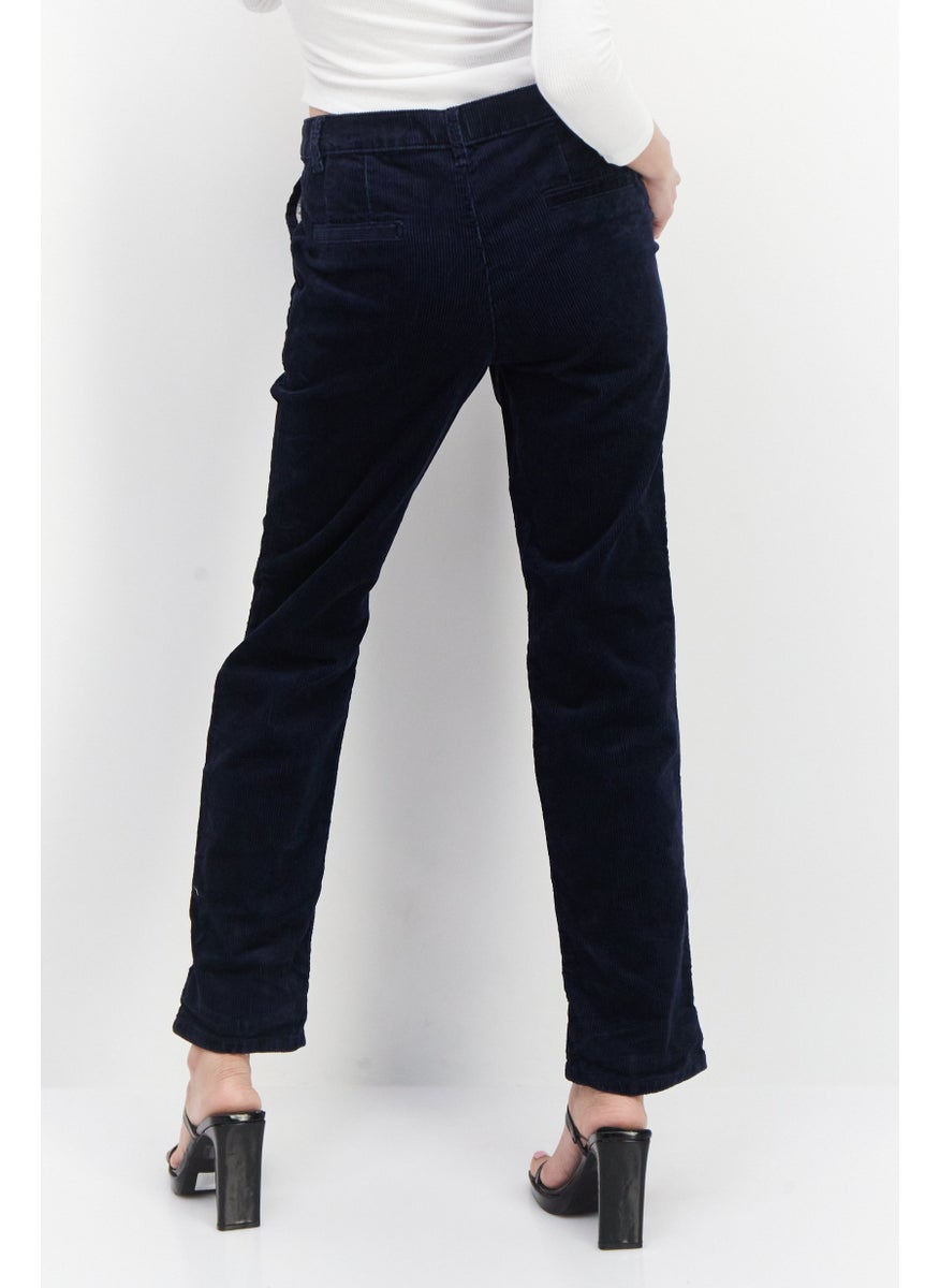 ESPRIT Women Wide Leg Ribbed Corduroy Pants, Navy  - Image 3