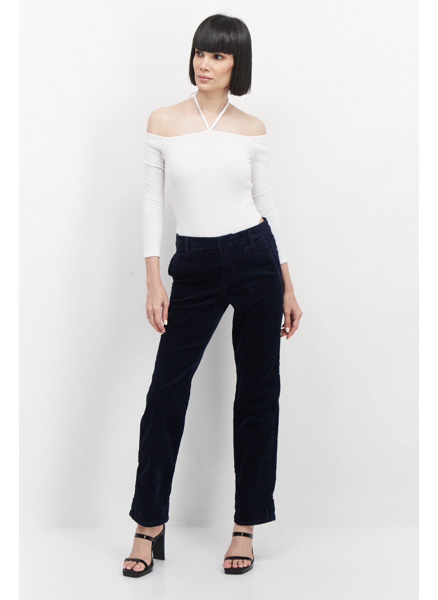 ESPRIT Women Wide Leg Ribbed Corduroy Pants, Navy  - Image 2