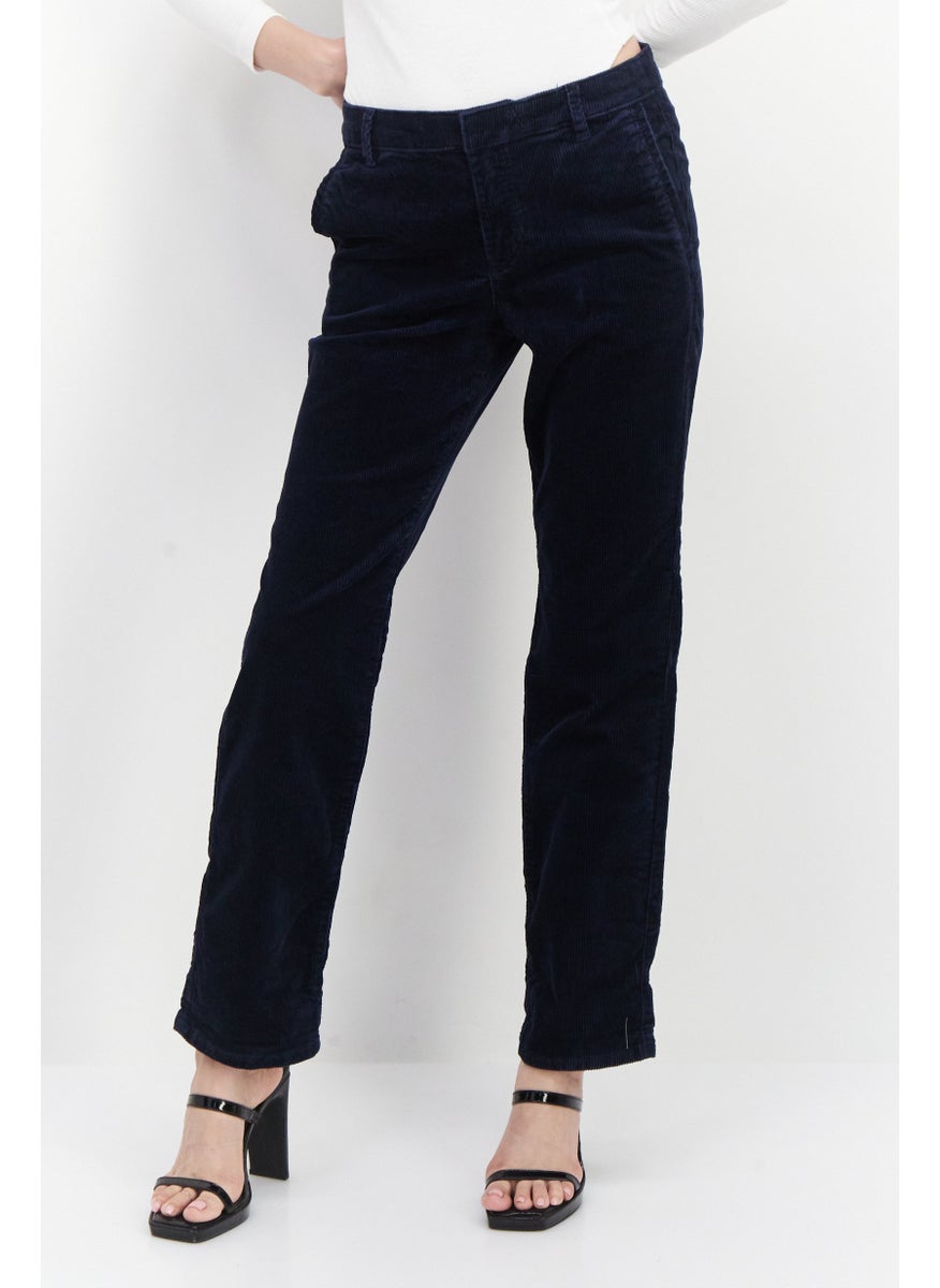 ESPRIT Women Wide Leg Ribbed Corduroy Pants, Navy  - Image 1
