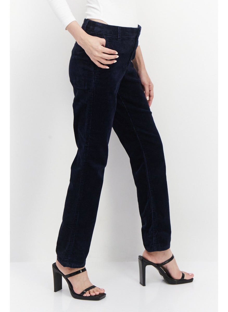 ESPRIT Women Wide Leg Ribbed Corduroy Pants, Navy  - Image 4