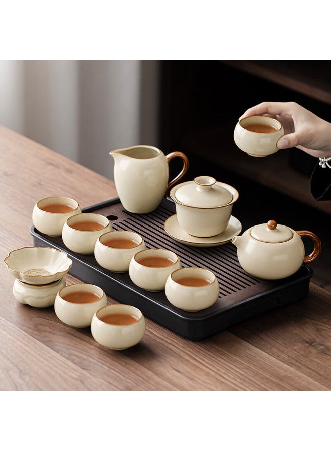 Tangfeng Ru Kiln Tea Set With Tea Tray, Kung Fu Tea Set, Housewarming Gift - Image 2