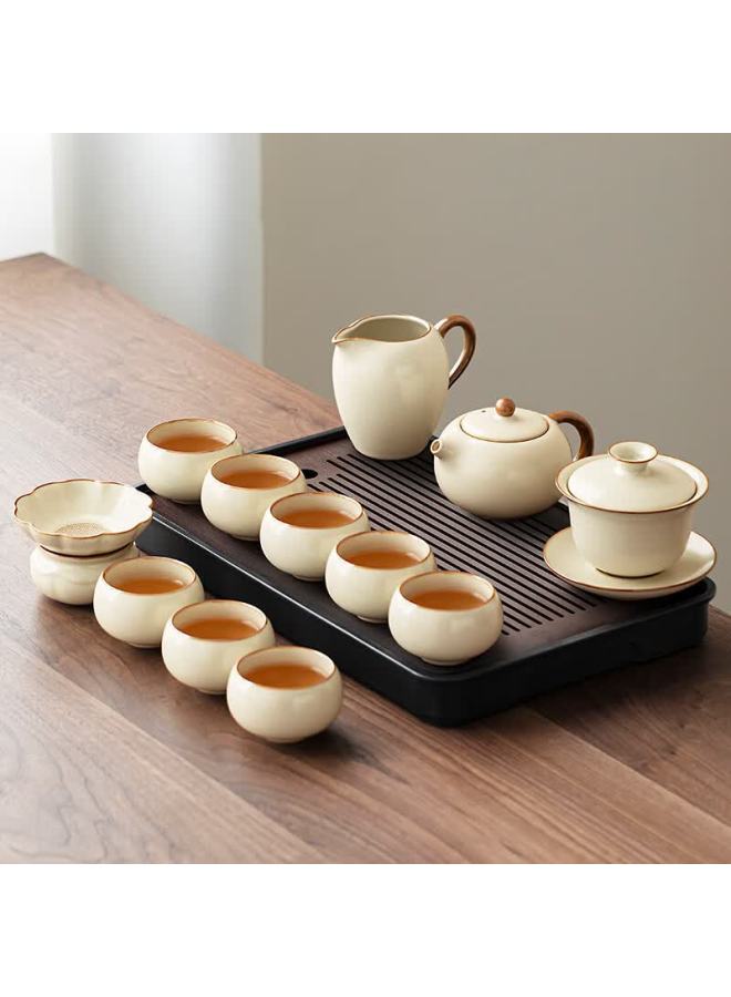 Tangfeng Ru Kiln Tea Set With Tea Tray, Kung Fu Tea Set, Housewarming Gift - Image 1