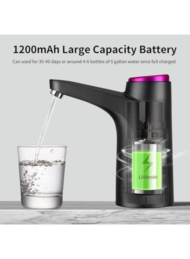 HiPiCok 5 Gallon Water Pump, Water Dispenser for 5 Gallon Bottle, USB-C Rechargeable Water Jug Dispenser, Portable Automatic Water Pump for Home, Black - Image 5