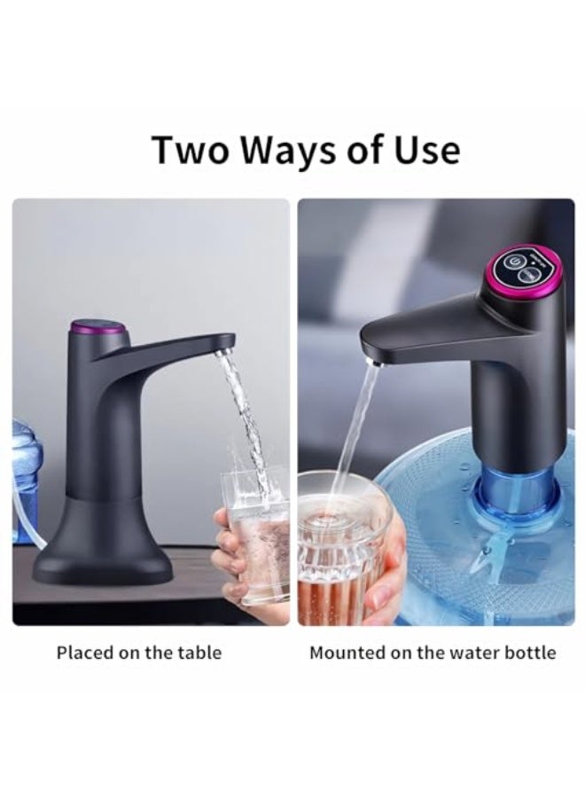 HiPiCok 5 Gallon Water Pump, Water Dispenser for 5 Gallon Bottle, USB-C Rechargeable Water Jug Dispenser, Portable Automatic Water Pump for Home, Black - Image 3