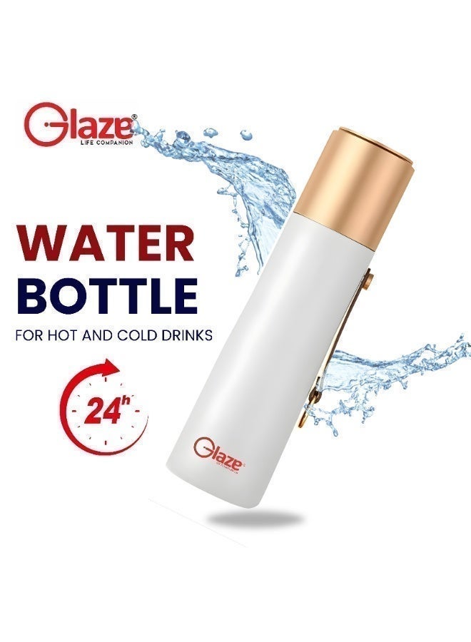 Glaze Water Bottle 304 Stainless Steel Vacuum Insulated Hot & Cold Leak-Proof 500ml White - Image 2