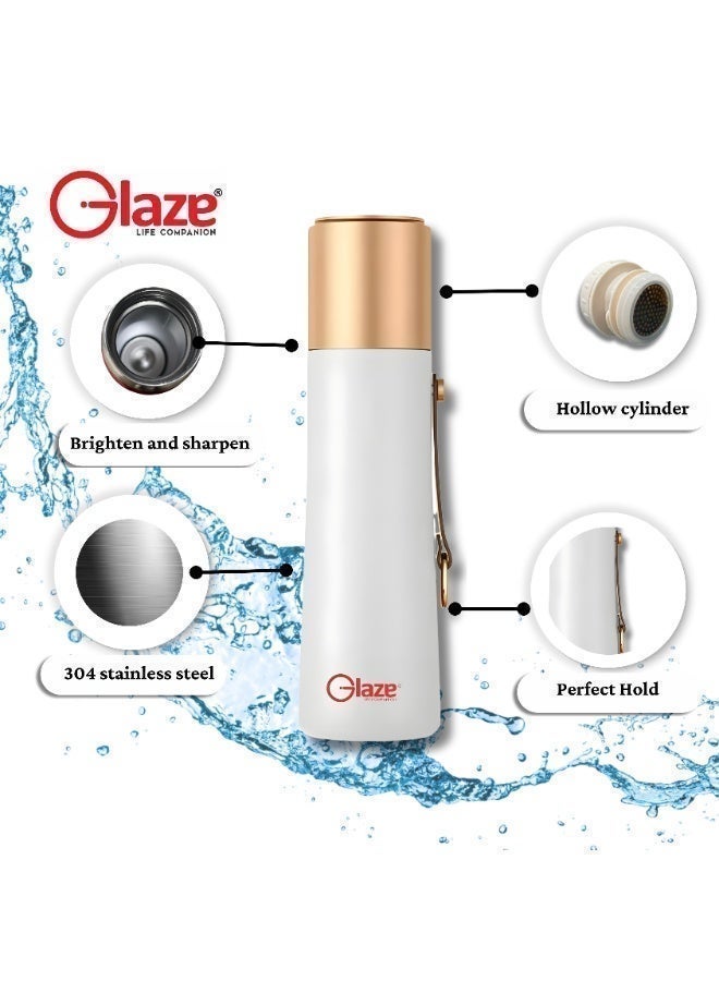 Glaze Water Bottle 304 Stainless Steel Vacuum Insulated Hot & Cold Leak-Proof 500ml White - Image 5