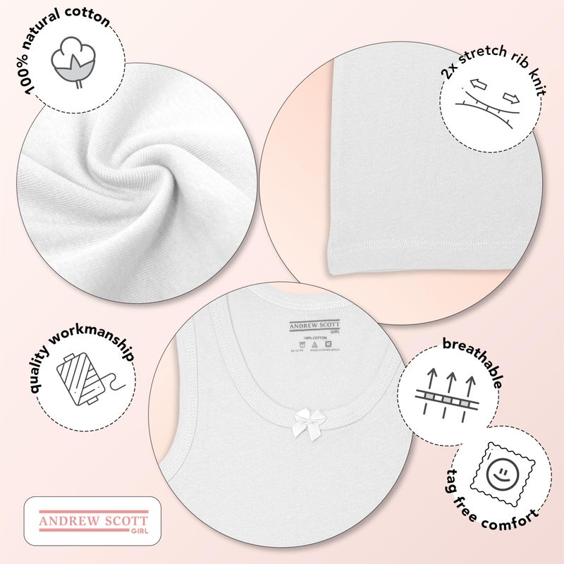 Andrew Scott Girls Camis & Tanks |100% Cotton Tank Top Layering Undershirts | Multi Pack Colors - Image 4