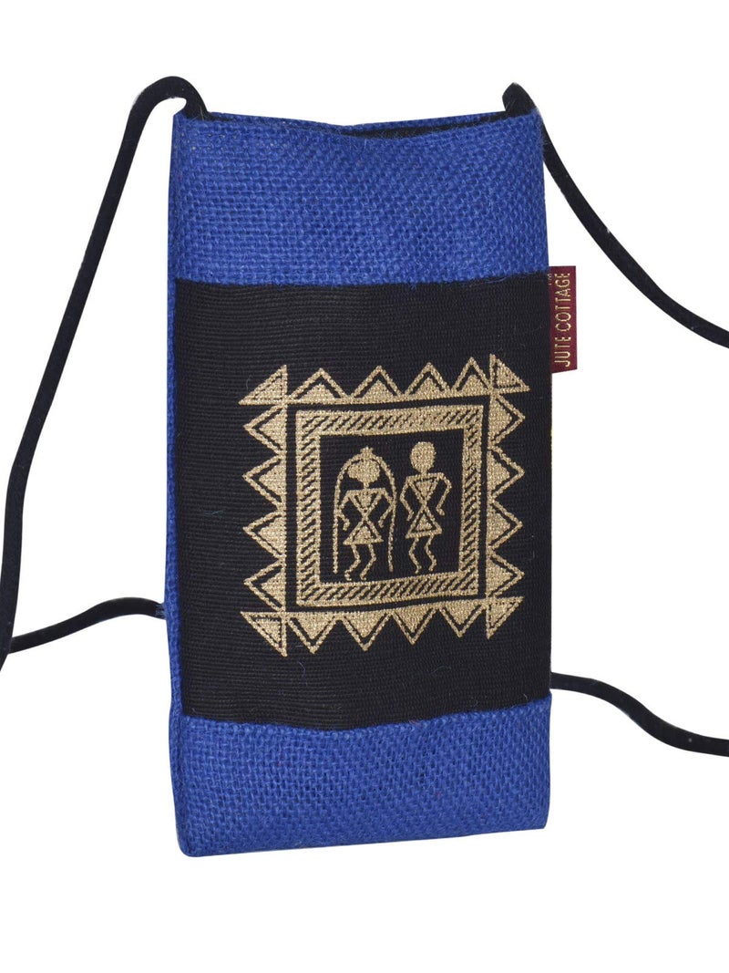 Jute Cottage Eco-Friendly Warli Print Mobile Sling Bag for Girls & Women | 7.5x4.5 in Navy Blue Jute | Handcrafted Sustainable Mobile Holder for Travel, Office, Daily Use - Image 4
