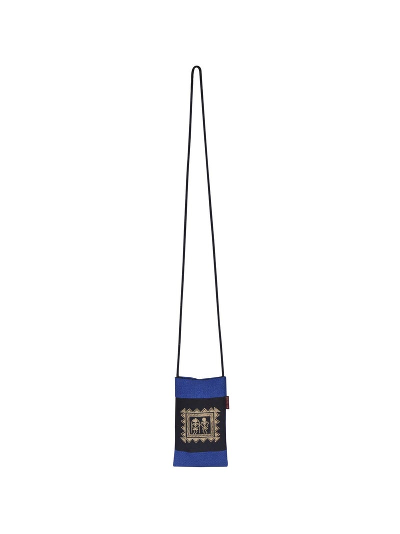 Jute Cottage Eco-Friendly Warli Print Mobile Sling Bag for Girls & Women | 7.5x4.5 in Navy Blue Jute | Handcrafted Sustainable Mobile Holder for Travel, Office, Daily Use - Image 3