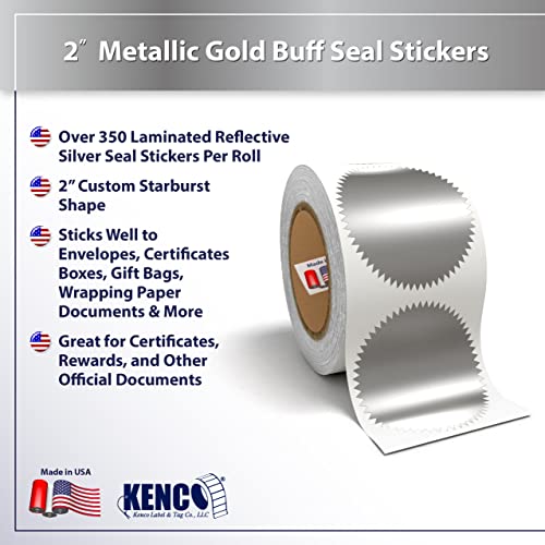 Kenco Silver Metallic 2” Serrated Edge Sealing Stickers – for Sealing, Awards, Embossing, Certificates, and Envelopes Made in The USA (Silver) - Image 2