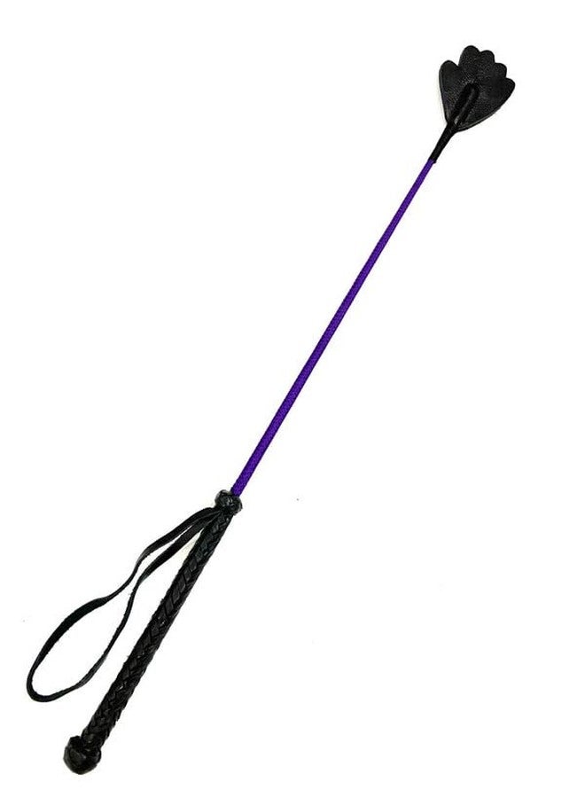 Pets Triangle 24 Inches Genuine Leather Dog Stick Whip in Paw Shape for Dog Training Morning Walk (Purple) - Image 1